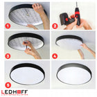Lampa sufitowa Plafon LED ściemniana 50cm okrągły Czarny pilot panel duży zmienna barwa światła, zintegrowane źródło
