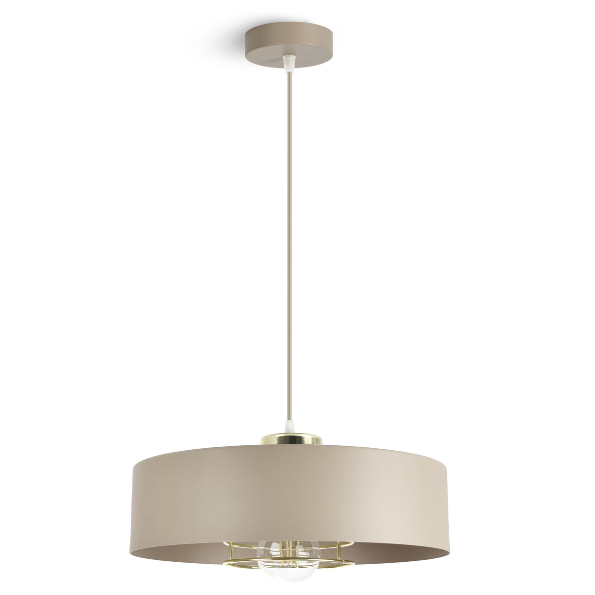 Lampa Sufitowa Wisząca Żyrandol Beżowa ecru Złoto 1xE27 LED 760-EZ1-300 do salonu i jadalni, metalowa oprawa