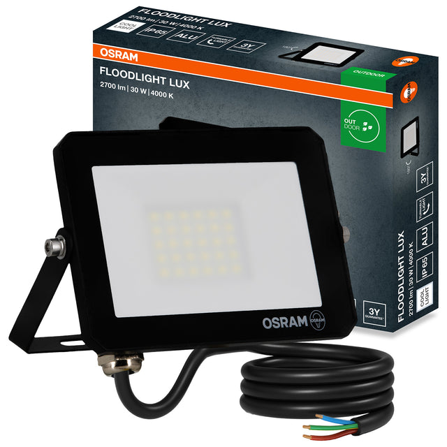 Naświetlacz LED Halogen Zewnętrzny Reflektor 30W 4000K 2700lm IP65 osram lampa do oświetlenia posesji, wejścia i podjazdu, neutralna biel