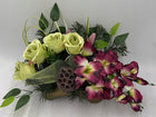 Stroik cmentarz grób kompozycja wiązanka sztuczne kwiaty bukiet ozdoba nagrobna 45 cm
