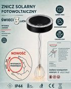 Znicz kula lampion kulka mrożona solar solarna fotowoltaika 1000 DNI złoto oświetlenie LED na cmentarz, wysokość 18,5 cm