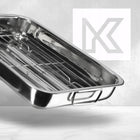 Blacha z rusztem brytfanna do pieczenia kurczaka RYB forma stal kratką 40cm roaster, naczynie metalowe na mięso i
