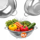 Durszlak cedzak kuchenny 28,5 cm do zlewu sitko do odcedzania metalowy sito stal nierdzewna srebrny ociekacz makaronu