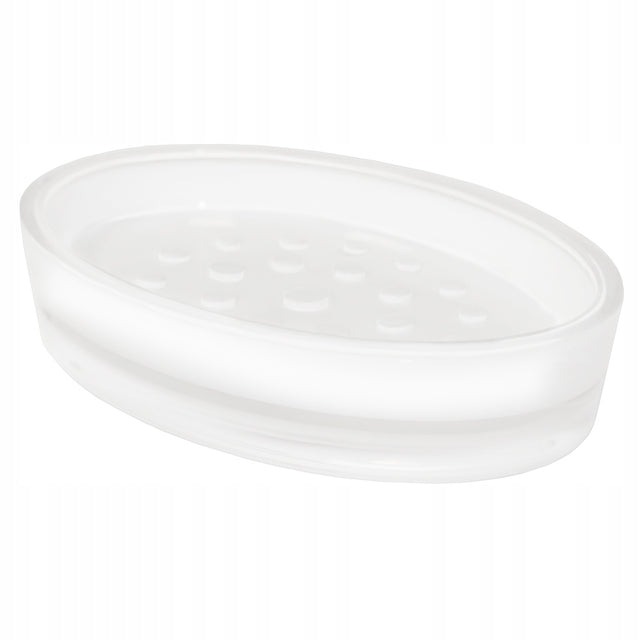 Solidna Mydelniczka Wolnostojąca Mocna Trwała Pojemnik Na Mydło Do Łazienki podstawka pod kostkę, biała plastikowa 13 x 9 cm