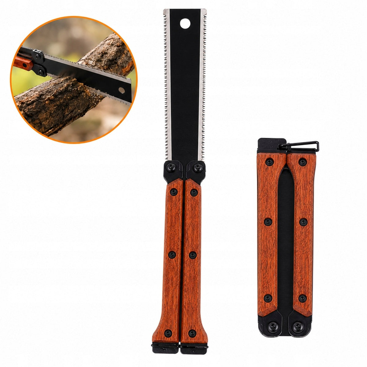 PIŁA RĘCZNA SKŁADANA DO DREWNA PIŁKA JAPOŃSKA OGRODOWA SURVIVAL BUSHCRAFT ostrze 14 cm, cięcie gałęzi, biwak