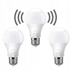 3x Żarówka LED 9W Czujnik Ruchu Zmierzchu 4000K Neutralna źródło światła E27, tradycyjny kształt, do lamp i opraw