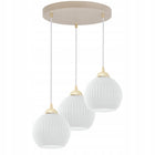 Lampa wisząca sufitowa żyrandol kaszmirowy glamour kule do kuchni salonu oprawa 3-punktowa metalowa beżowa E27 klosze