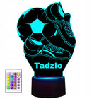 Lampka Nocna LED Piłka Nożna 3D Piłkarz Imię Grawer, Biurkowa R14 + Imię prezent dla kibica futbolu, ozdoba pokoju