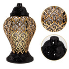 Znicz szklany duży lampion ażurowy Z10 złoty 36 cm na Wszystkich Świętych lampka nagrobna LED, ozdoba na grób