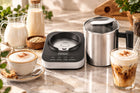 Spieniacz do mleka gorąca czekolada podgrzewacz 4 tryby 4w1 400ml 550W cappuccino latte, pianka na zimno i ciepło
