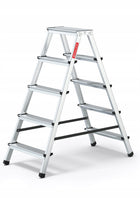 Drabina aluminiowa składana 5 stopniowa 2x5 dwustronna domowa podest 102 cm, wysokość pracy 2,62 m, udźwig 120 kg, lekka