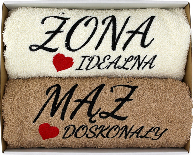 PREZENT ŻONA MĄŻ ŚLUB ZESTAW RĘCZNIKÓW ROCZNICA haftowany upominek dla nowożeńców na wesele