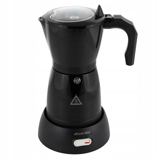 Kawiarka makinetka elektryczna zaparzacz do kawy espresso 6 filiżanek 300 ml aluminiowa czarna 480 w