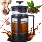 Zaparzacz do herbaty kawy french press 1l szklany czarny montessa dzbanek z tłokiem, praska tłokowa, 4 filiżanki, mycie
