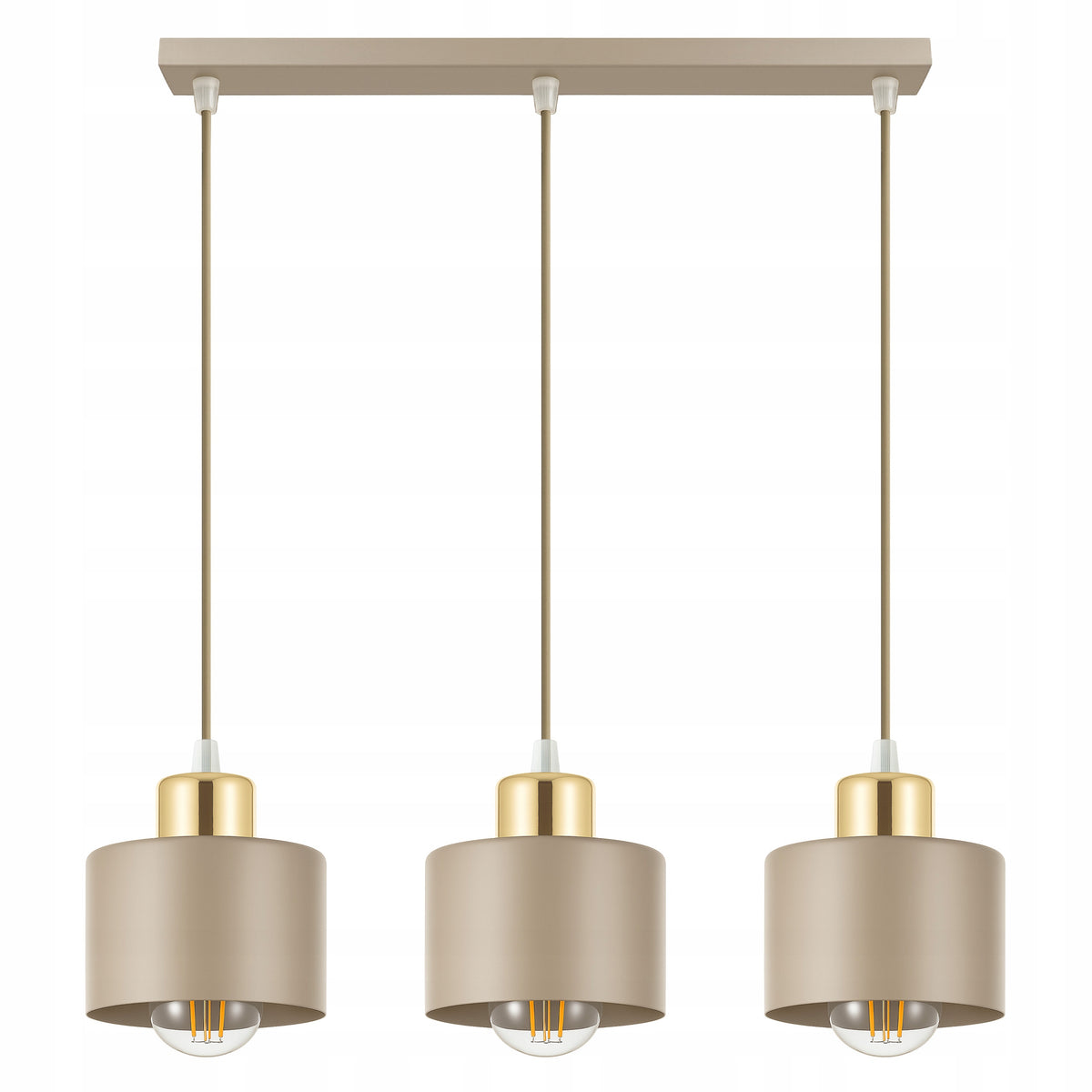 Lampa wisząca sufitowa nowoczesna 3xE27 ZŁOTA beżowa GLAMOUR nowoczesna żyrandol metalowy 3-punktowy do salonu i jadalni