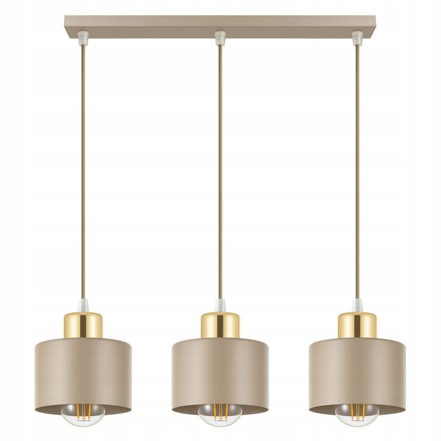 Lampa wisząca sufitowa nowoczesna 3xE27 złota beżowa glamour nowoczesna żyrandol metalowy 3-punktowy do salonu i jadalni