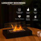 Biokominek wolnostojący stołowy do domu ogrodu taras 35x18x15 cm kominek na bioetanol, stalowo-szklany, czarny element