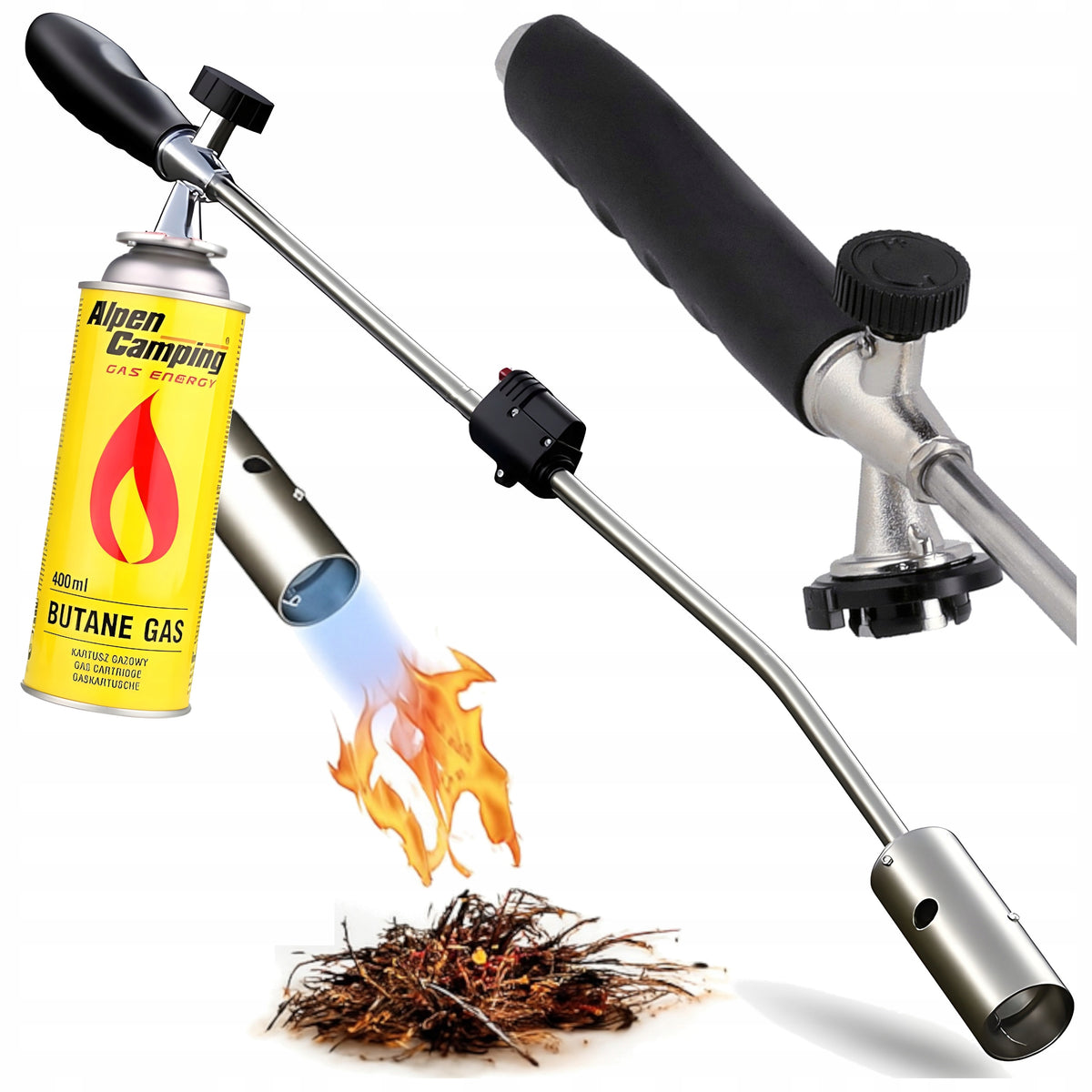 Palnik Gazowy Na Gaz Kartusz Opalarka Pistolet Wypalarka 80cm z Zapalnikiem lampa lutownicza do prac warsztatowych