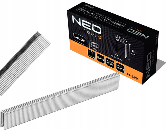 NEO Zszywki do zszywacza 14-570 15mm GA18 Typ90 (4K) 4000szt 14-622 wkłady takerowe, łączniki tapicerskie, mocowanie tkanin i materiałów