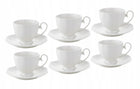KOMPLET KAWOWY ZESTAW FILIŻANKI FLORINA ZE SPODKIEM GAMMA 330ML 12el 6sos porcelanowe kubki do herbaty, białe, gładkie