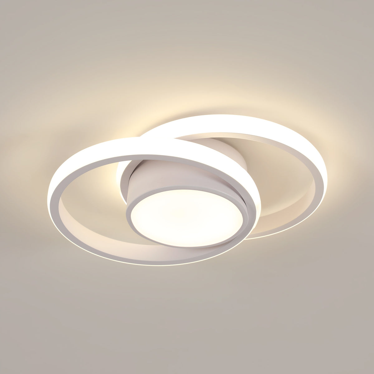 LAMPA SUFITOWA BIAŁA WISZĄCA LED NOWOCZESNA DO SALONU OKRĄGŁA 4500K 32W oświetlenie wewnętrzne z aluminium 2 punkty