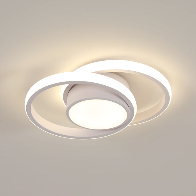 Lampa sufitowa biała wisząca LED nowoczesna do salonu okrągła 4500K 32W oświetlenie wewnętrzne z aluminium 2 punkty światła