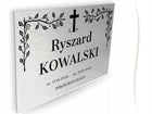 Tabliczka nagrobkowa nagrobna grób krzyż 30x20cm UV Srebrna Szczotkowana tablica na cmentarz z tworzywa sztucznego