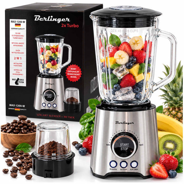 Blender Kielichowy 1,5l 1200 Do Koktajli Smoothie Mikser Lód Młynek do kawy