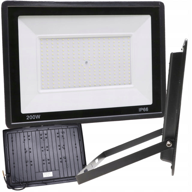 Halogen LED 200W lampa Reflektor Naświetlacz Slim zewnętrzny budowlany do garażu, ogrodu i elewacji, 18000 lm, zimna barwa 6500 K, IP66