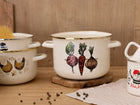 Garnek Emaliowany Emalia Pleszew Warzywka 22cm 6l Indukcja Gaz Biały naczynie do gotowania zup i potraw, tradycyjne