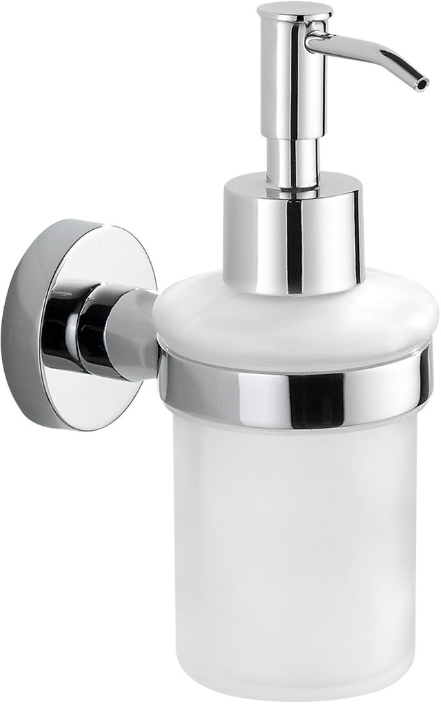 Dozownik do mydła w płynie pojemnik z pompką wiszący Mexen Remo chrom łazienkowy metalowy 180 ml srebrny bez zasilania