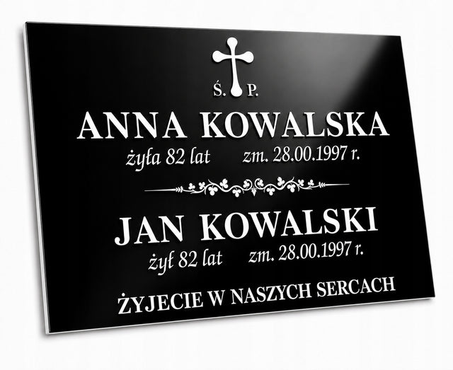 Tabliczka nagrobkowa tablica nagrobna na grób 40x30 oznaczenie miejsca pochówku, płyta cmentarna z tworzywa sztucznego