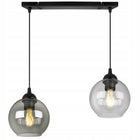 Lampa sufitowa wisząca żyrandol szklane kule czarna listwa nad stół wyspę do jadalni kuchni 2x E27 klosze 10 cm do 60 w
