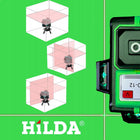 Poziomica laserowa hilda 3D 360 płaszczyznowa laser krzyżowy zielony 2 AKU niwelator do układania płytek, prac