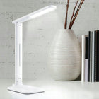 Lampka biurkowa LED USB lampa na biurko z ładowarką indukcyjną Qi dotykowa ściemniana, biała do pracy i nauki, 33 cm