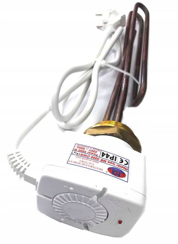Grzałka do bojlera wody 3000W 5/4 galmet 3kW element grzejny elektryczny, podgrzewacz cwu, 230 V, przewód 1,15 m
