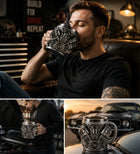 Kubek z motywem silnika V8 motor stal 300ml motoryzacyjny dla fana AUT naczynie na kawę i herbatę, upominek dla kierowcy