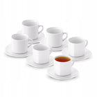 Komplet 6 filiżanek do kawy ze spodkami Tadar 220 ml porcelanowe kubeczki białe, herbaciane, bez wzoru, można myć w