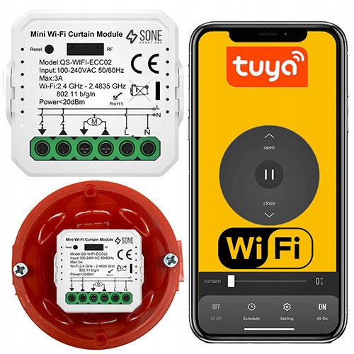 Sterownik rolet tuya wifi dopuszkowy procentowy V3 moduł do automatyki okiennej, 1 kanał, zasilanie sieciowe