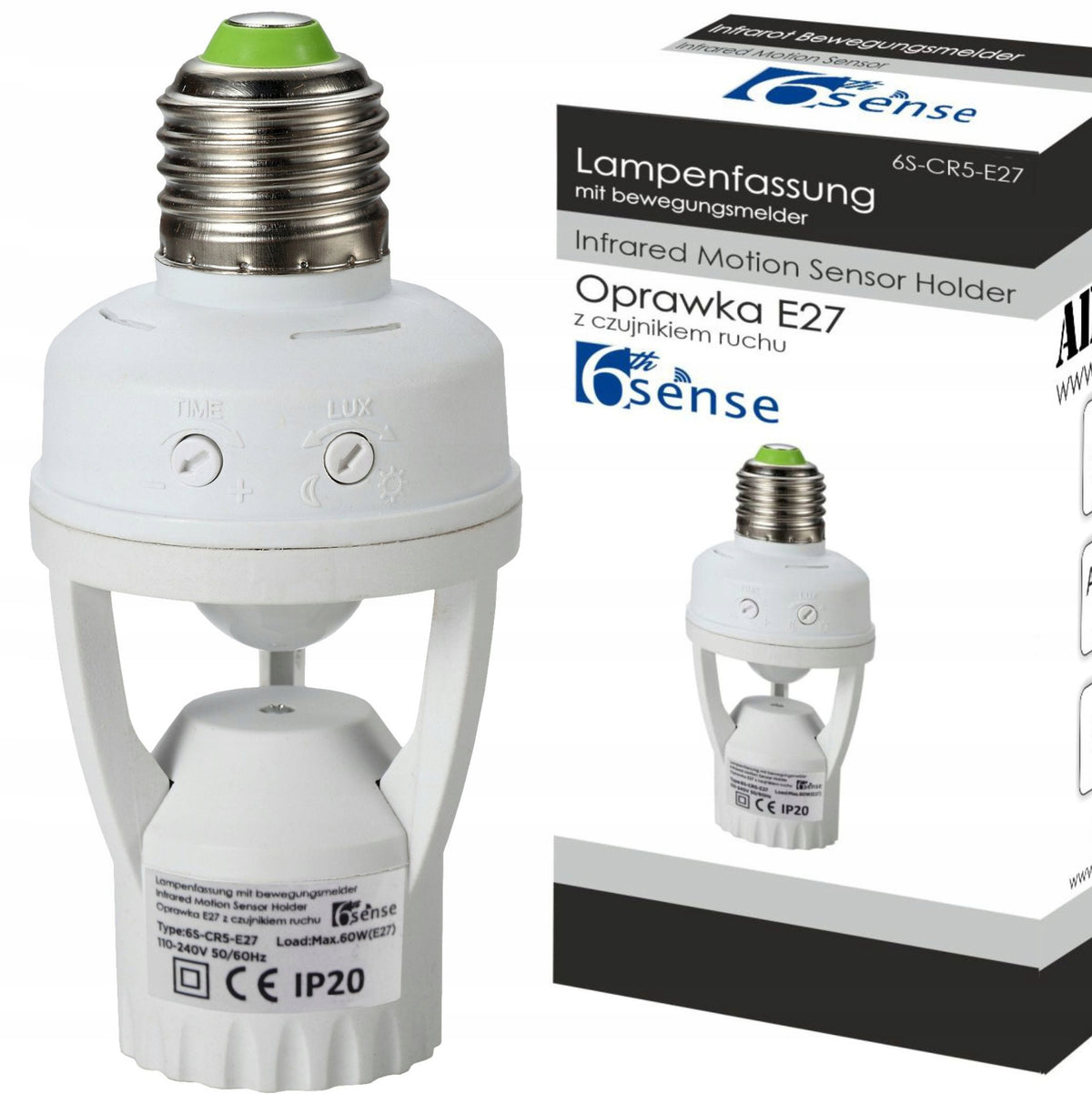 Oprawka żarówki E27 z czujnikiem ruchu zmierzchu PIR LED do lampy sensor automatyczne włączanie światła, adapter z