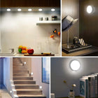 6X mini lampka USB lampa 8 LED z czujnikiem ruchu do oświetlenie szafki podświetlenie mebli, ciepła barwa, okrągła