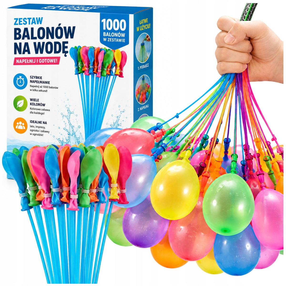 Balony na wodę bomby wodne automatyczne samozamykające + gwint zestaw 1000 zabawka do ogrodu, letnia zabawa dla dzieci