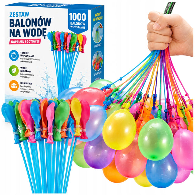 Balony na wodę bomby wodne automatyczne samozamykające + gwint zestaw 1000 zabawka do ogrodu, letnia zabawa dla dzieci od 3 lat