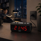 Budzik elektroniczny zegar sieciowy duży wyświetlacz LCD alarm 24H czarny cyfrowy do sypialni biura domu z cyframi