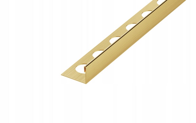 Listwa wykonczeniowa narożna do plytek L złota szczotkowana 12,5mm x 2700mm profil glazurniczy półmatowy, osłona brzegu ściany
