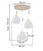 Lampa wisząca sufitowa żyrandol kaszmirowy glamour kule do kuchni salonu oprawa 3-punktowa metalowa beżowa E27 klosze