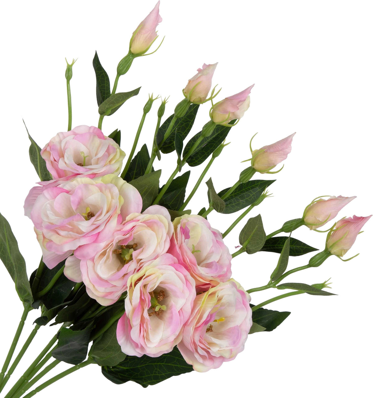 6X eustoma krem jasny RÓŻ gałązka kwiaty sztuczne lisianthus do wazonu, dekoracja florystyczna, 49 cm
