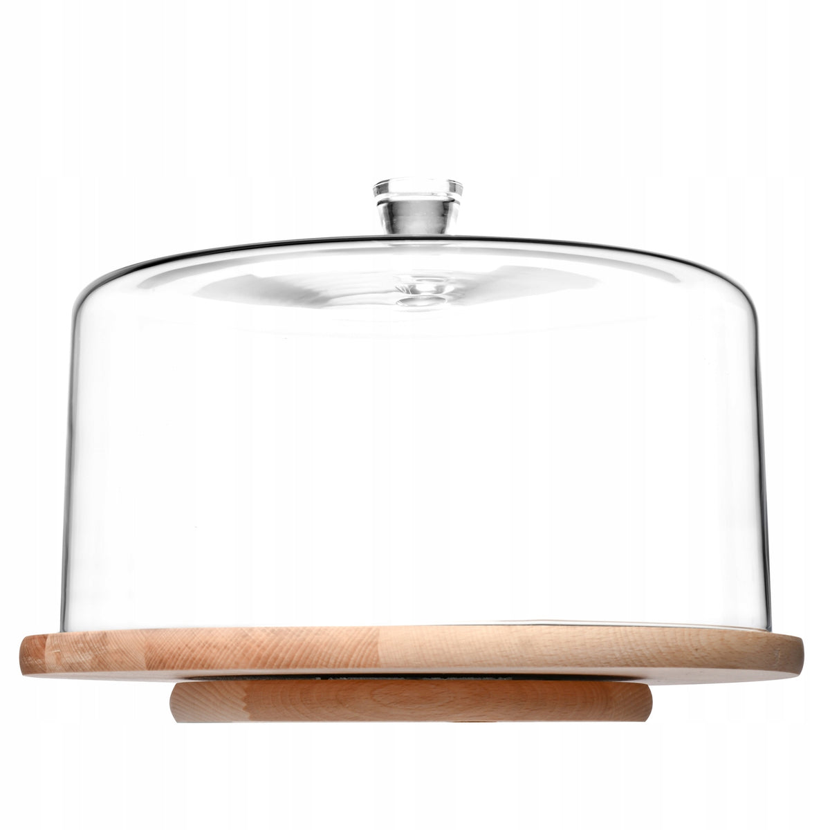 Patera obrotowa z kloszem drewniana szklana duża KROSNO Glamour 33 cm na ciasto i wypieki, do serwowania deserów, z