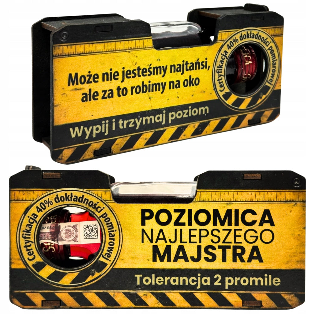 Prezent na 18 20 30 40 50 urodziny poziomica majstra zabawny prezent stojak alkoholowy, ramka z życzeniami, gadżet z