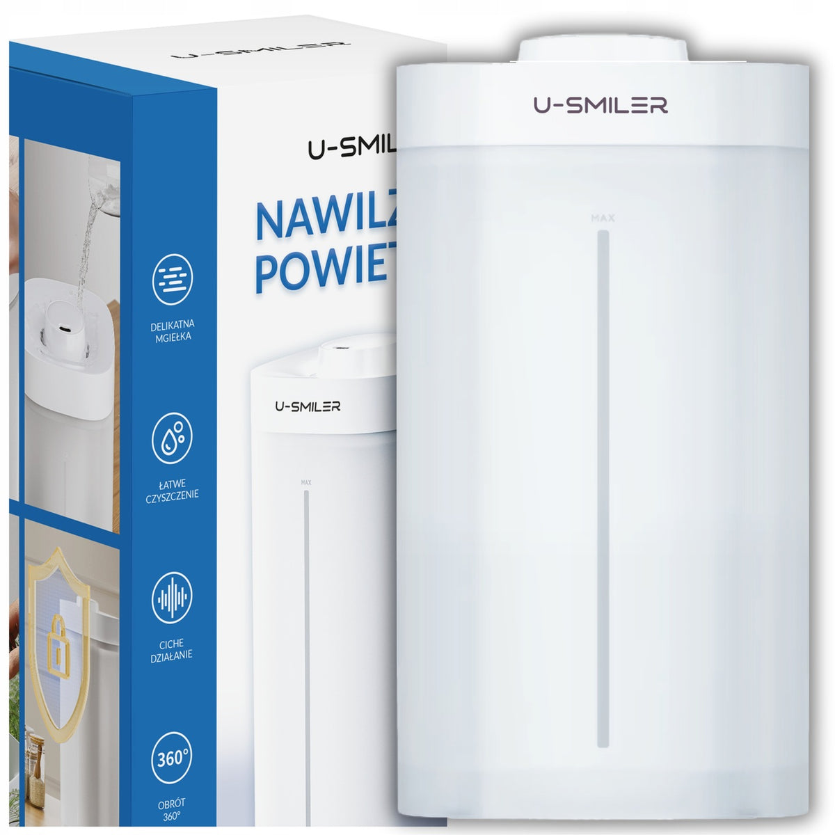 Nawilżacz Powietrza Dyfuzor Ultradźwiękowy jonizator Aromaterapia cichy 3.5 nawilżacz ultradźwiękowy 18 w biały